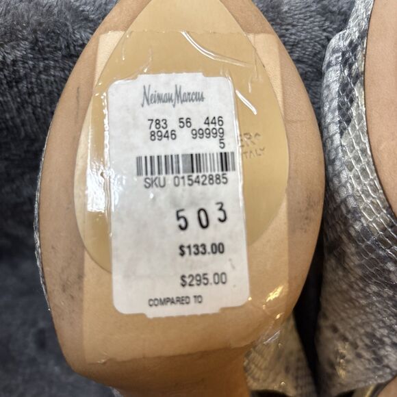 Donald J Pliner Heels Size 8M Gold Shimmer Snakeskin Slingback Allie Peep Toe - Picture 13 of 16